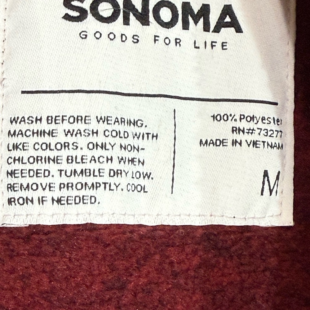 Sonoma Good For Life Snap Collar Long Sleeve Pullover Fleece-Like Size Medium - Picture 8 of 9